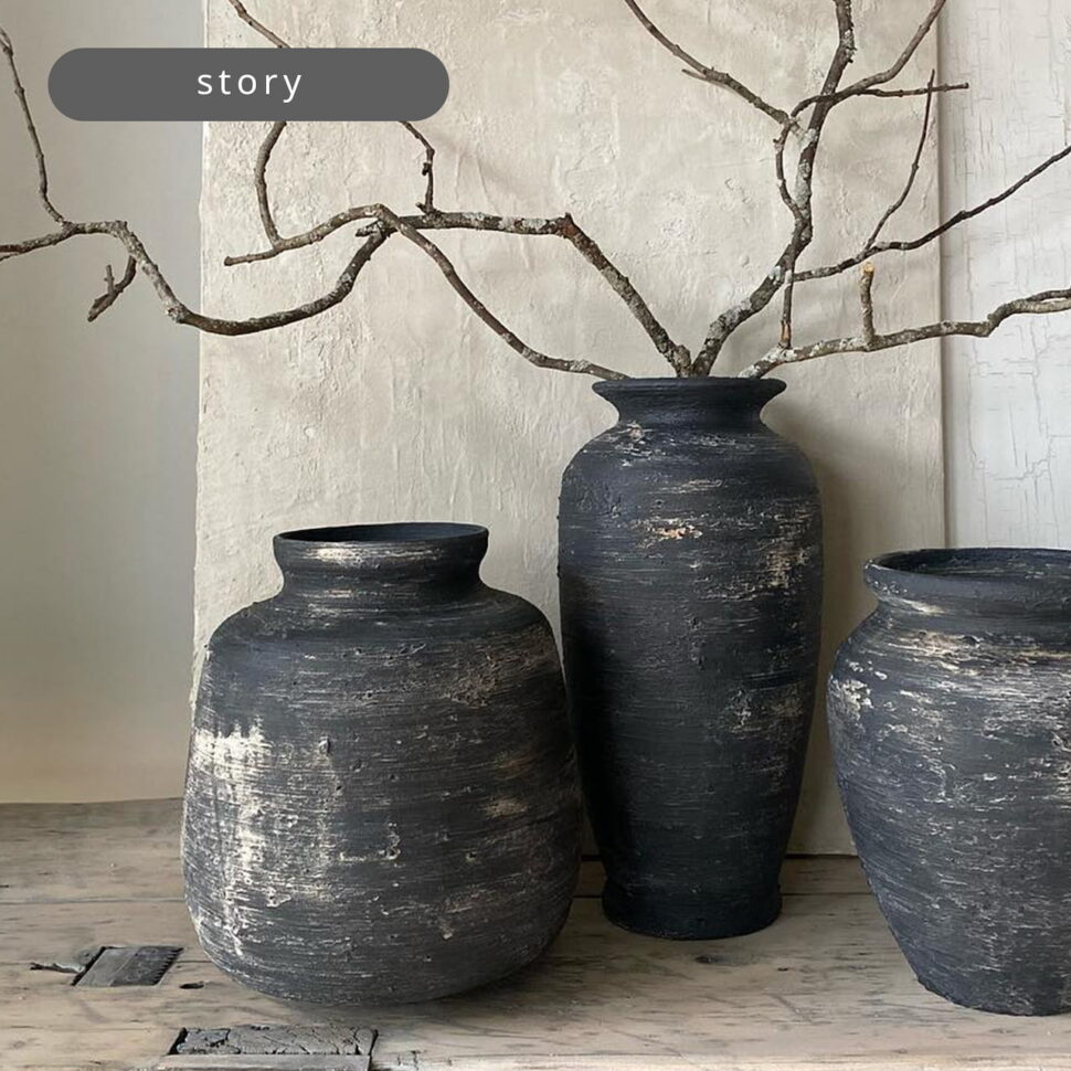 Hand Finished Rustic Vases of Salvaged Vessel