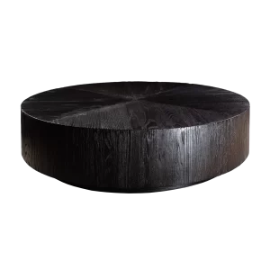 Segmented Black Round Oak Coffee Table