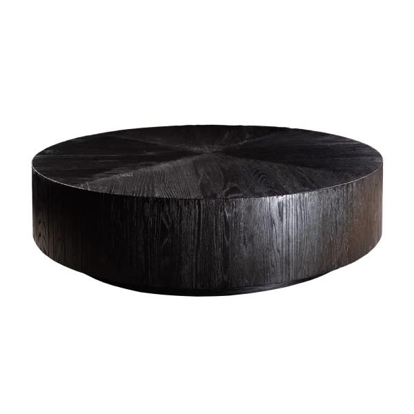 Segmented Black Round Oak Coffee Table