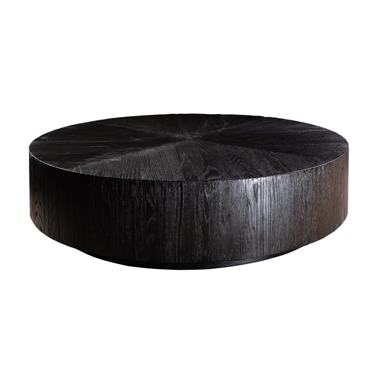 Segmented Black Round Oak Coffee Table