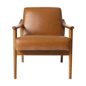 Mid-Century Leather Show Wood Chair