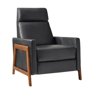 Spencer Wood-Framed Leather Recliner